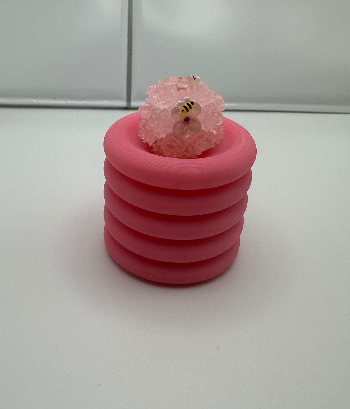 Pink bee fancy bead
