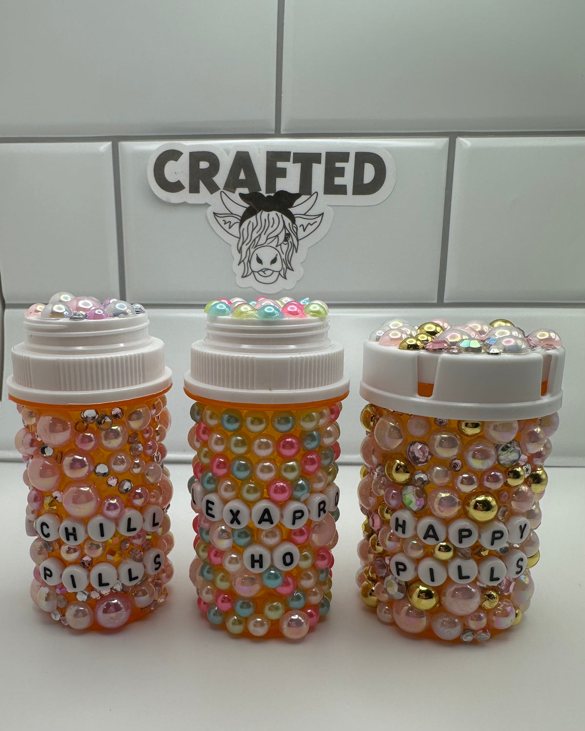Custom embellished pill bottle