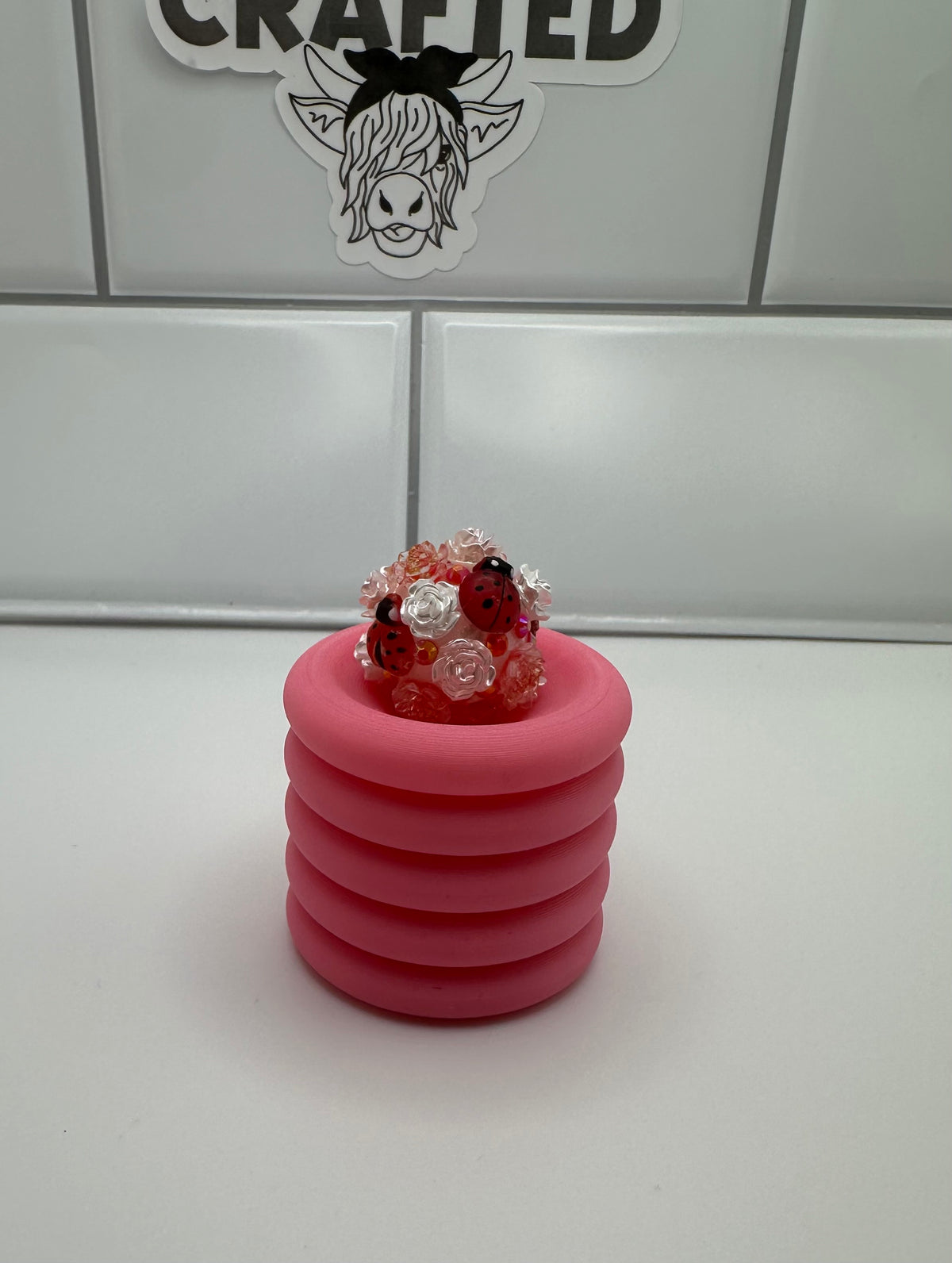 Lady bugs and roses fancy bead
