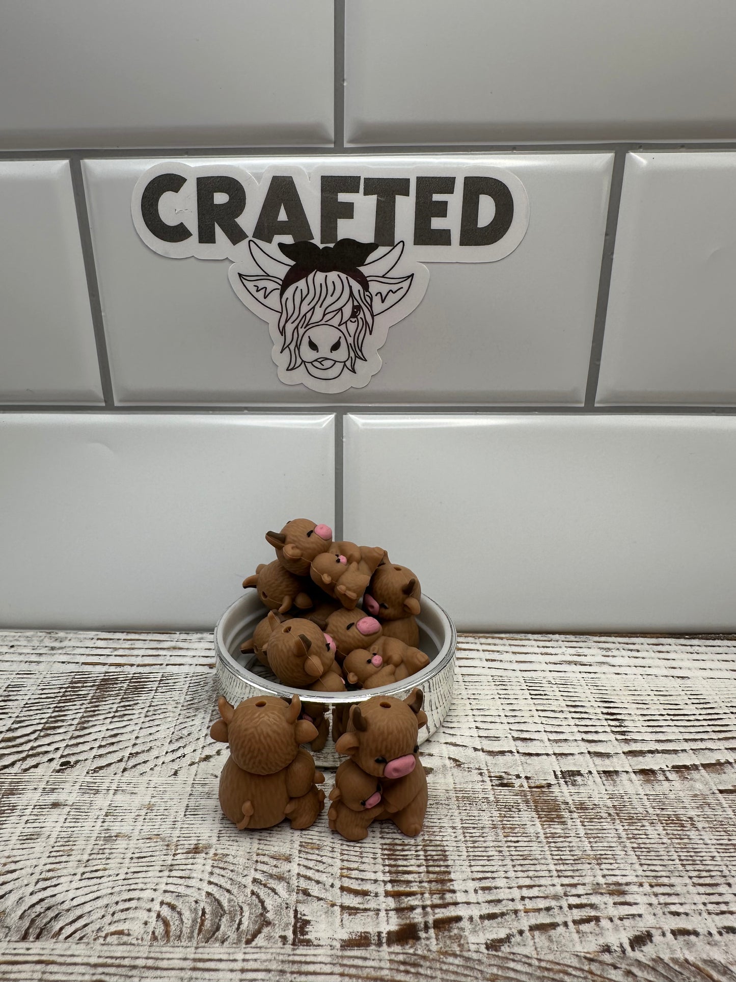 3 D highland mama and baby focal bead