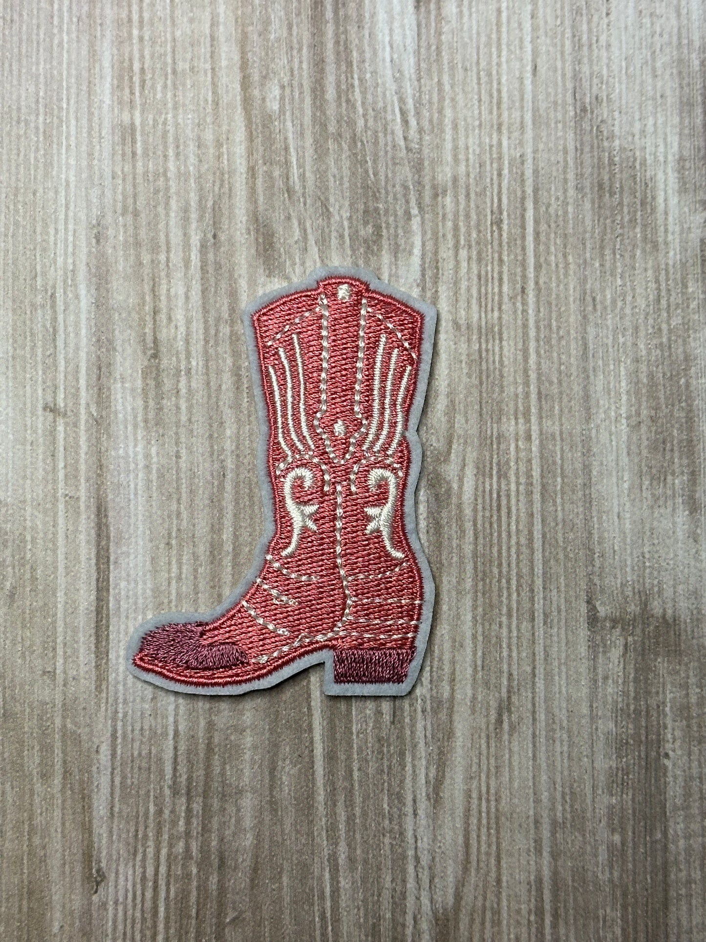 Pink cowgirl boot iron on trucker hat patch