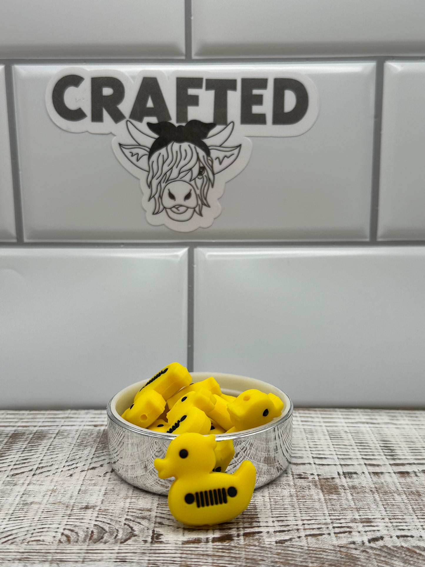 Yellow jeep inspired duck focal bead