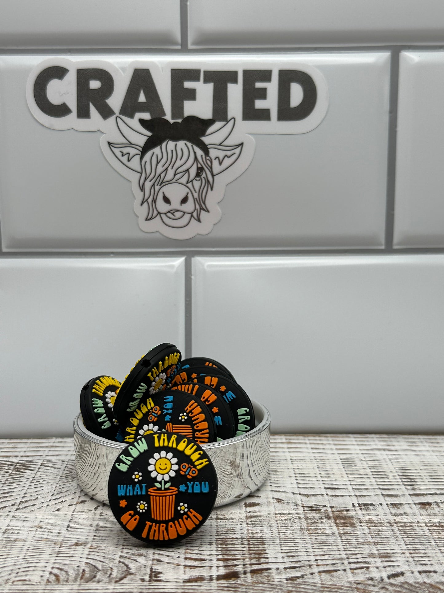 Grow through what you go through focal bead