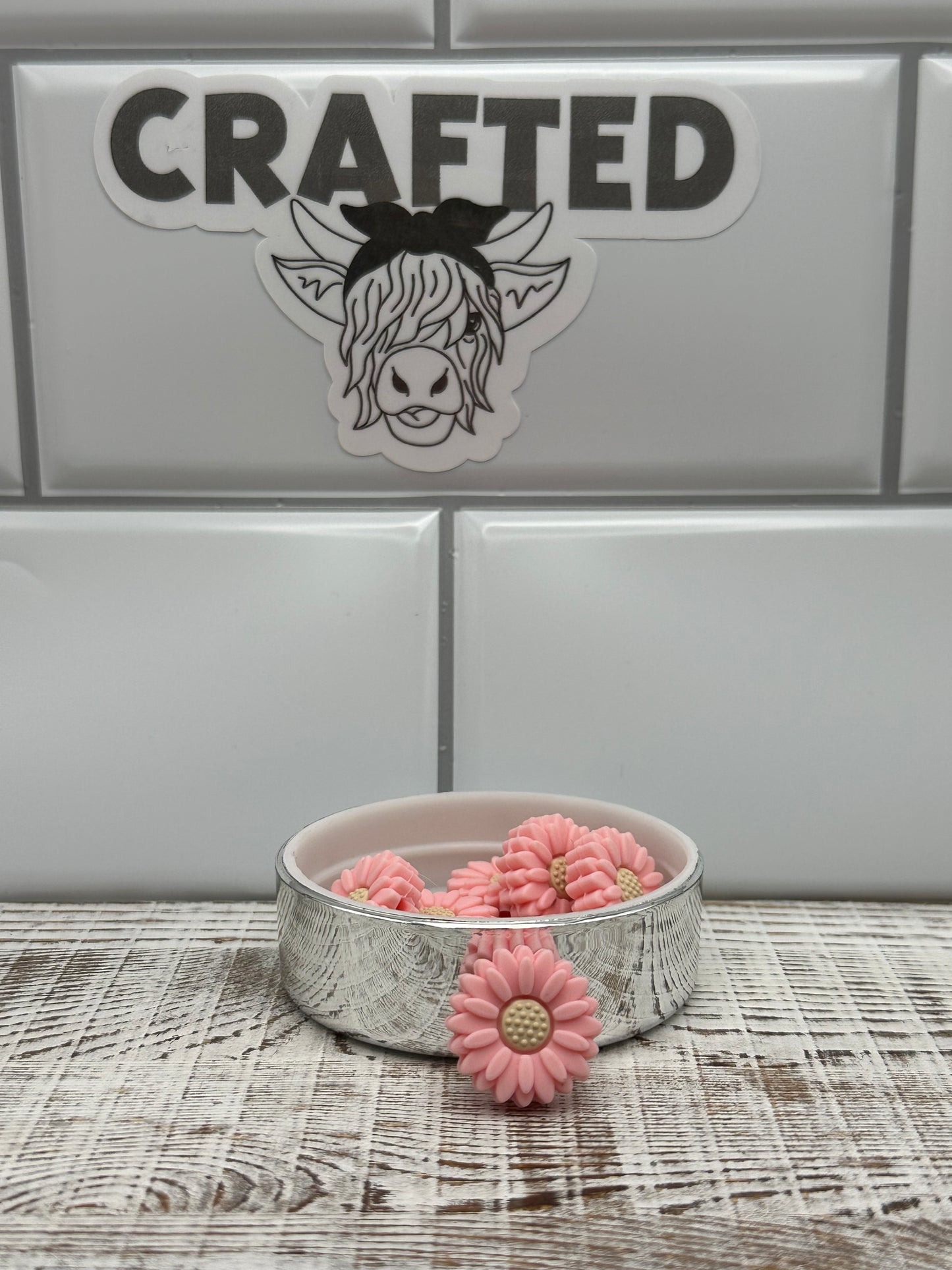 Small pink flower focal bead