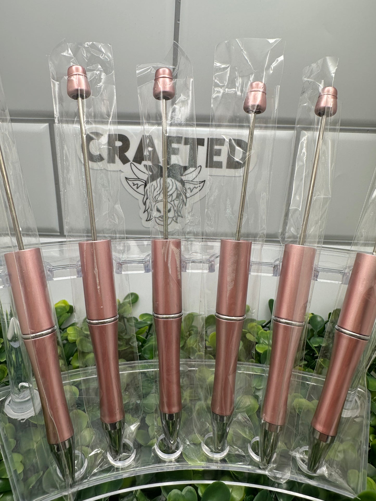 Rose gold plastic beadable pen blank