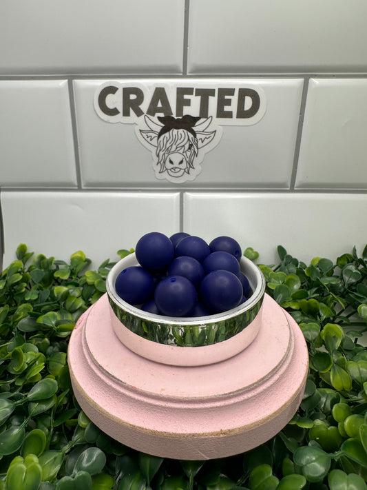 Blue berry 15 mm silicone round bead