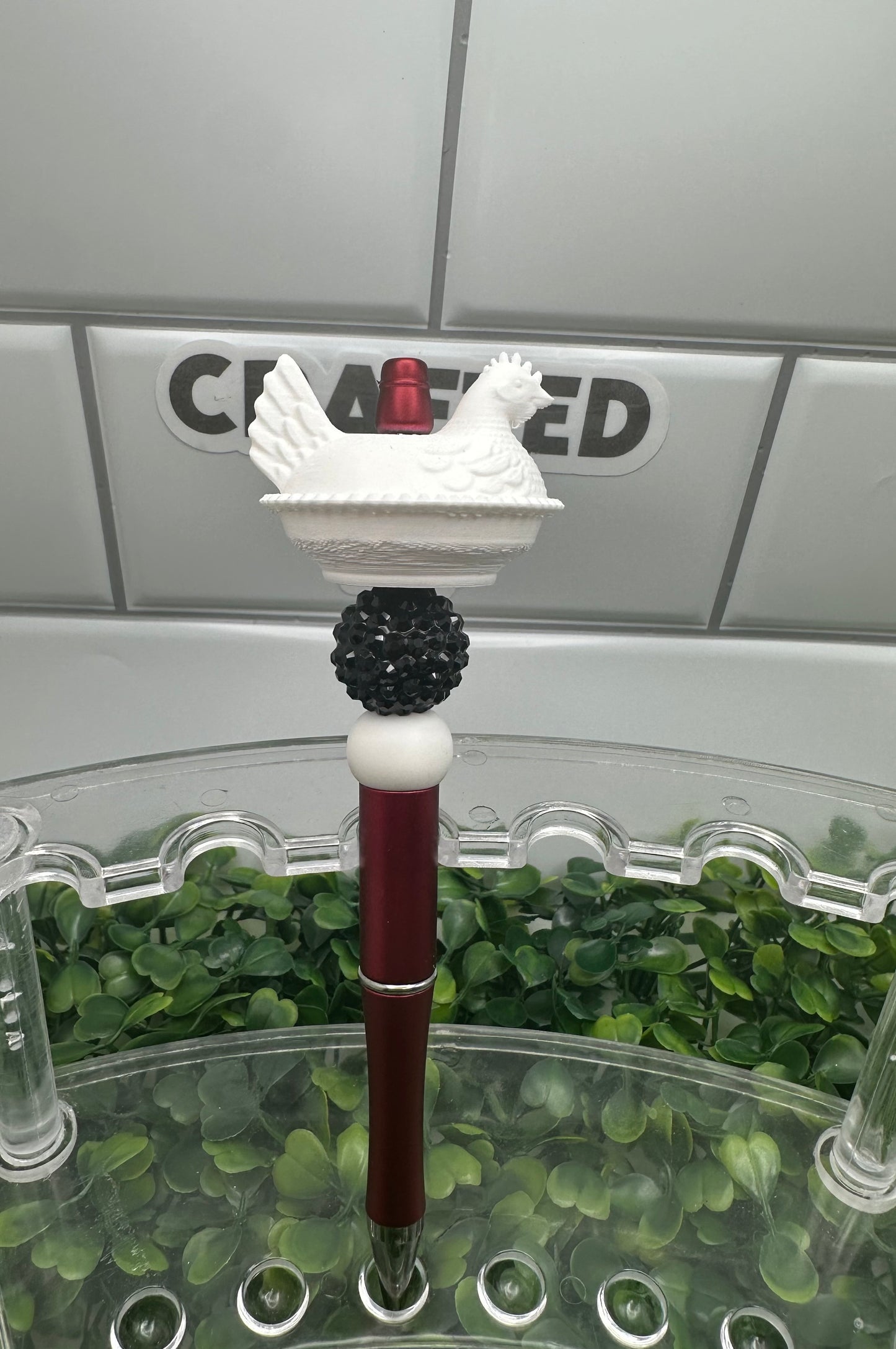 3D printer hen on nest LARGE focal bead