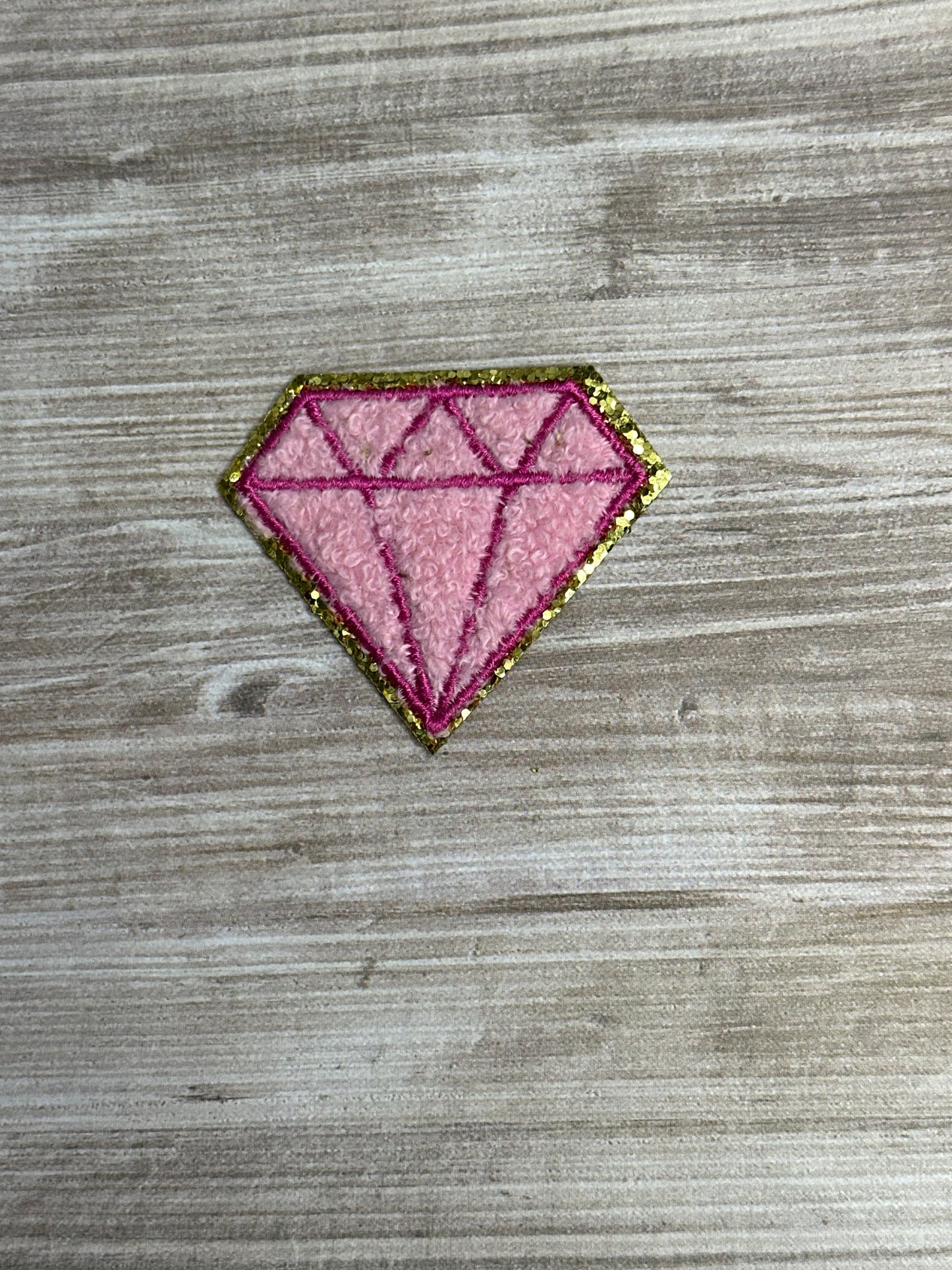Pink diamond iron on trucker hat patch