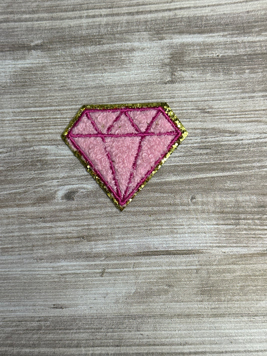 Pink diamond iron on trucker hat patch