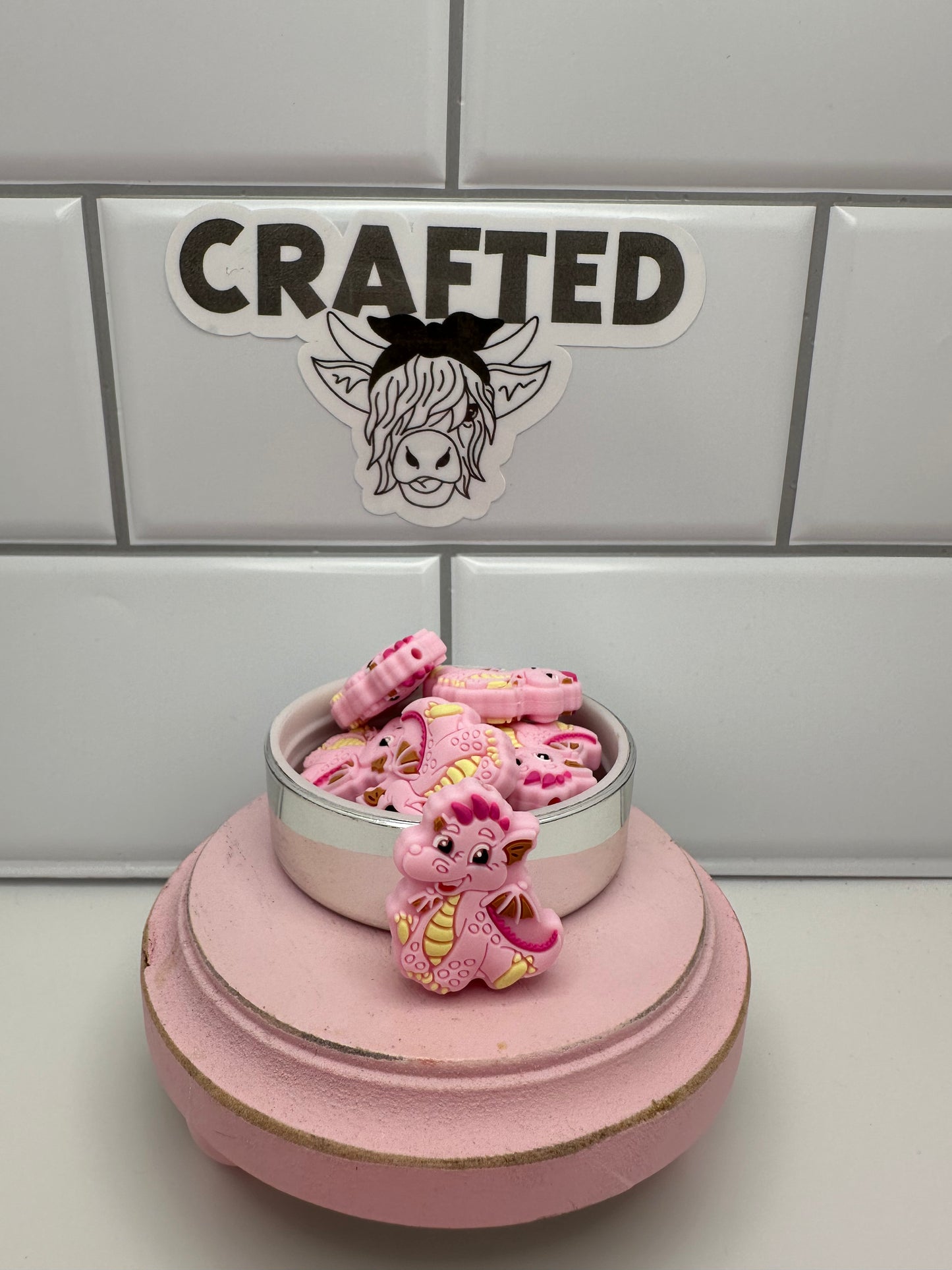 Pink dragon focal bead