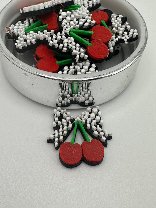 Bow with cherries 3D printed flat back charms