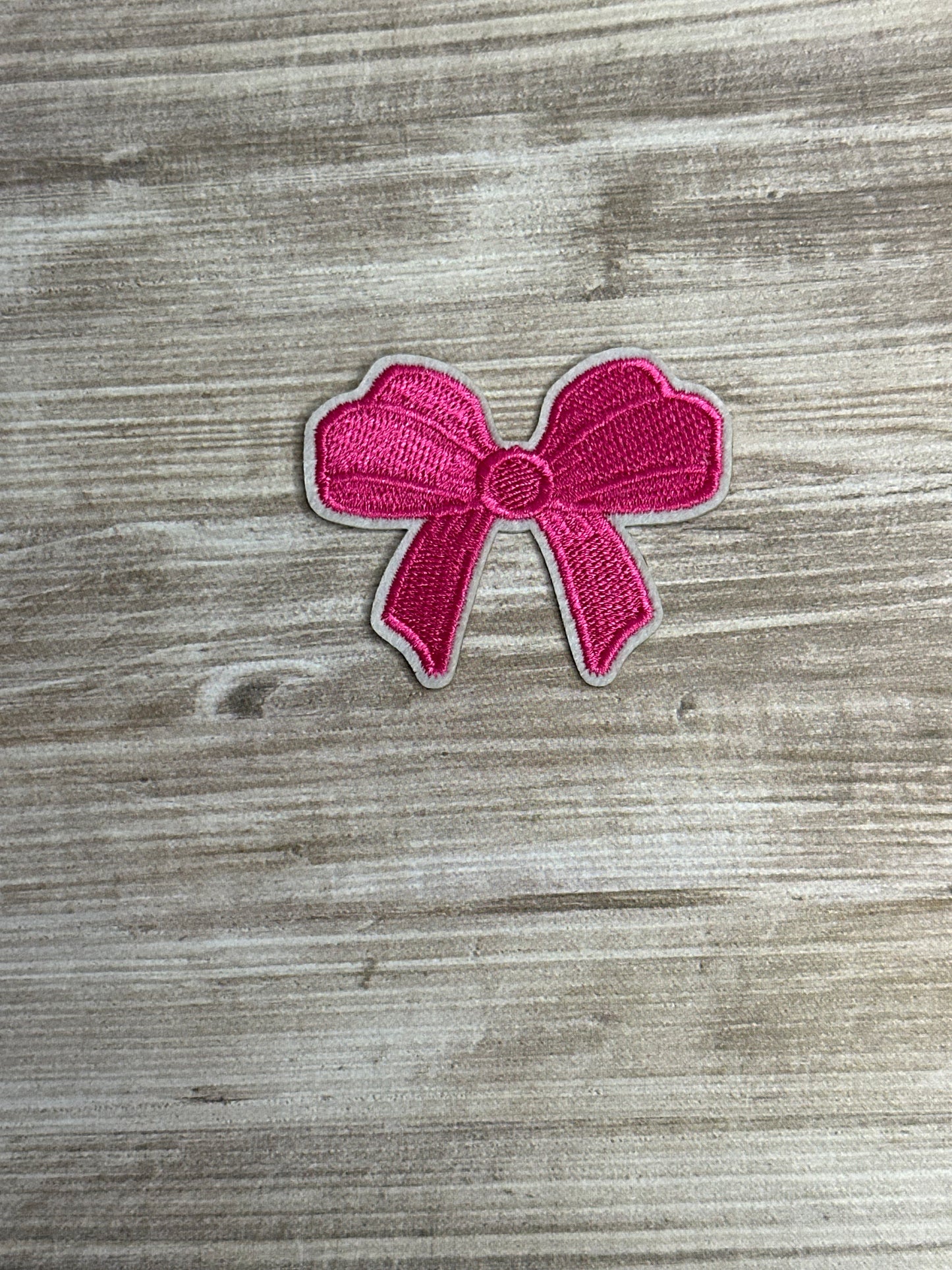 Pink bow iron on trucker hat patch