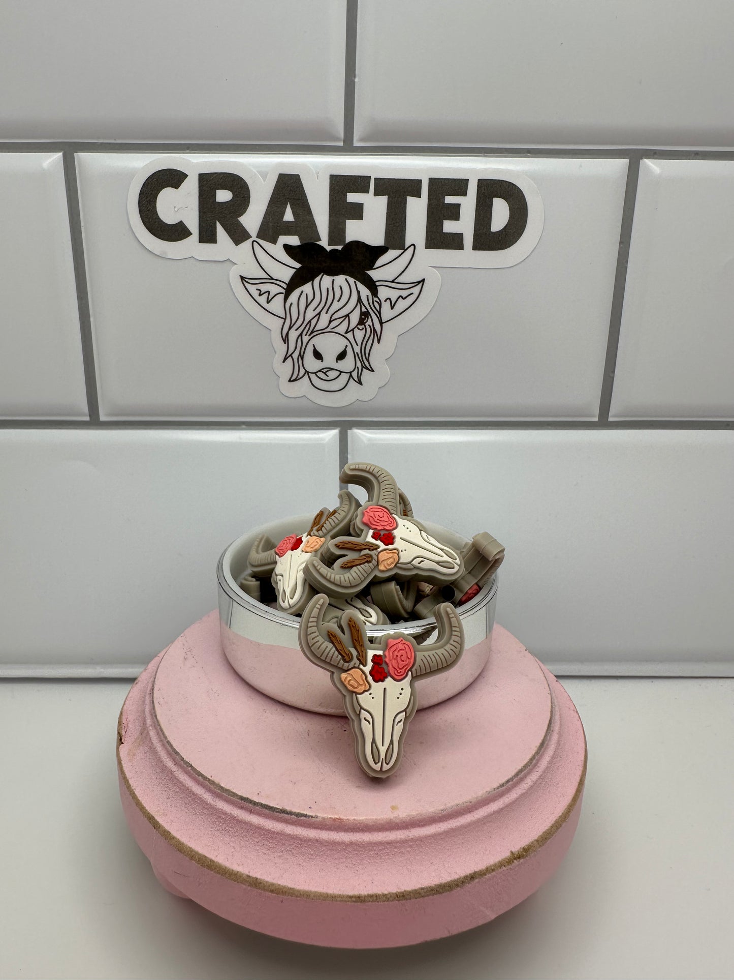 Boho cow skull focal bead