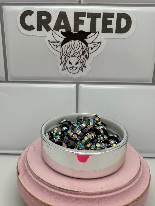 Black 10 mm spacer with iridescent stones