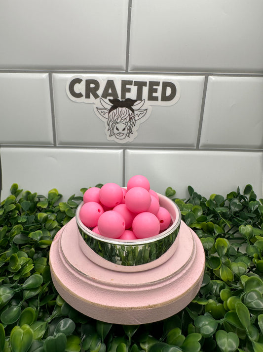 Dark pink 15 mm silicone round bead