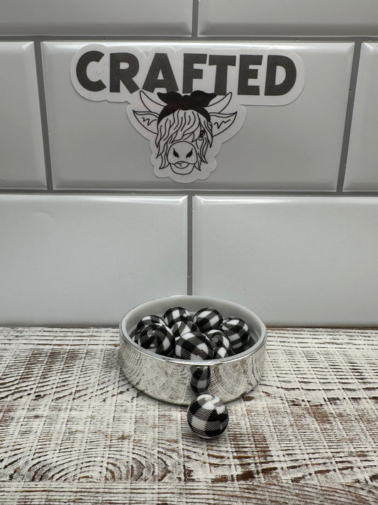 Gingham 15 mm print bead