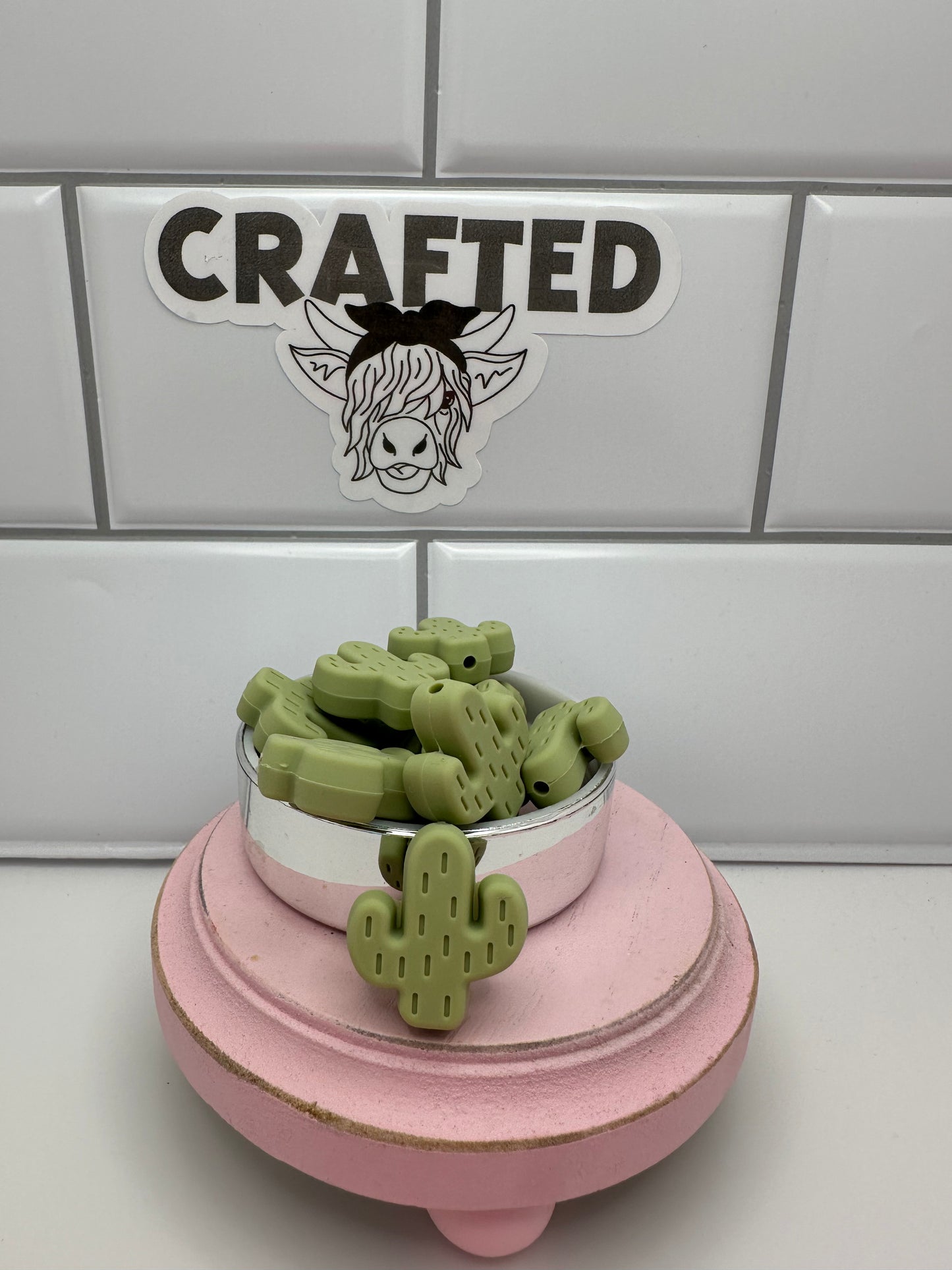 Sage cactus focal bead