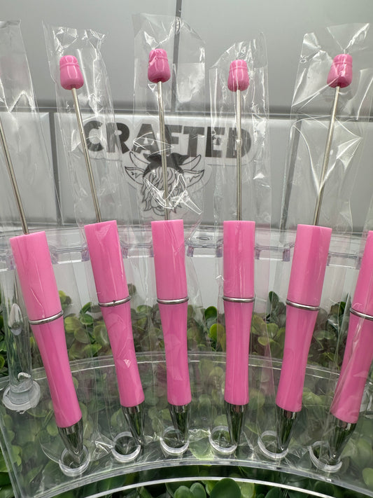 Pink plastic beadable pen blank