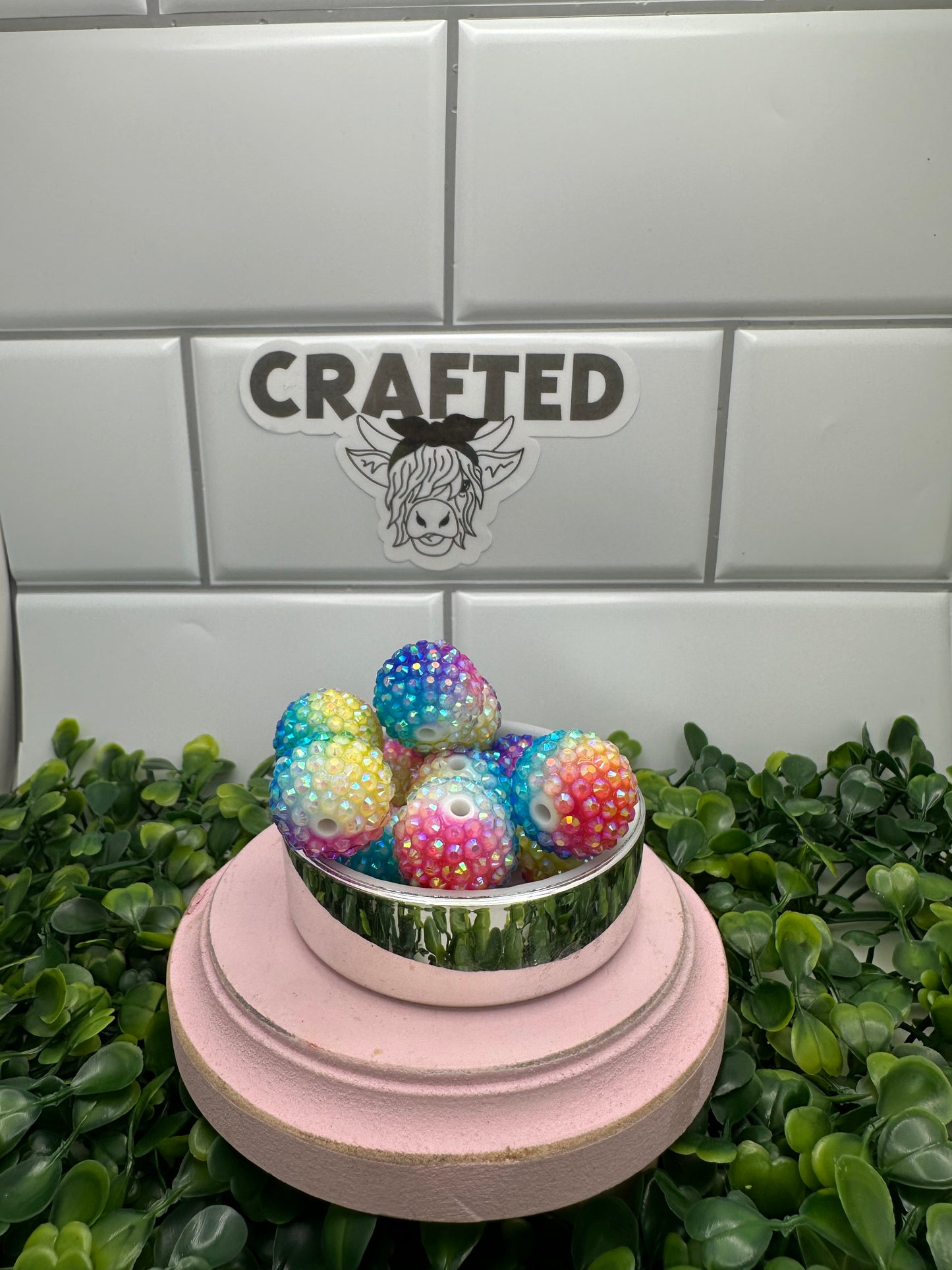 Rainbow 20 mm bubble gum beads
