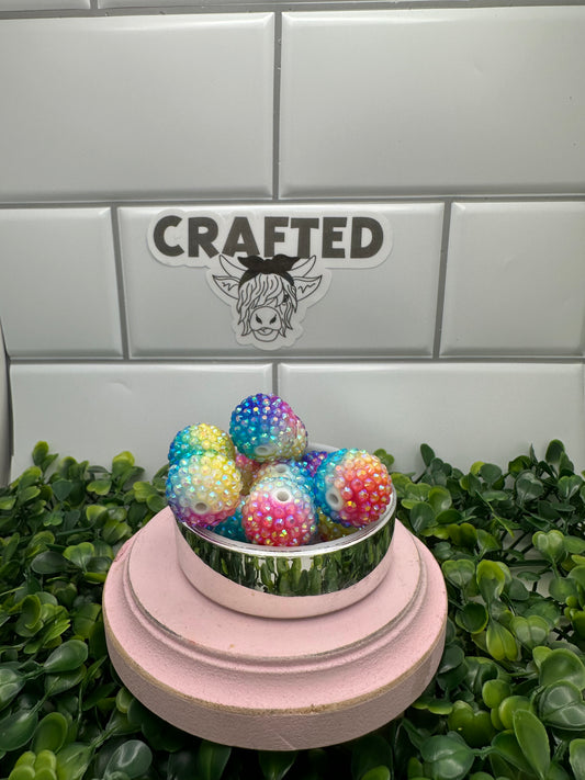 Rainbow 20 mm bubble gum beads
