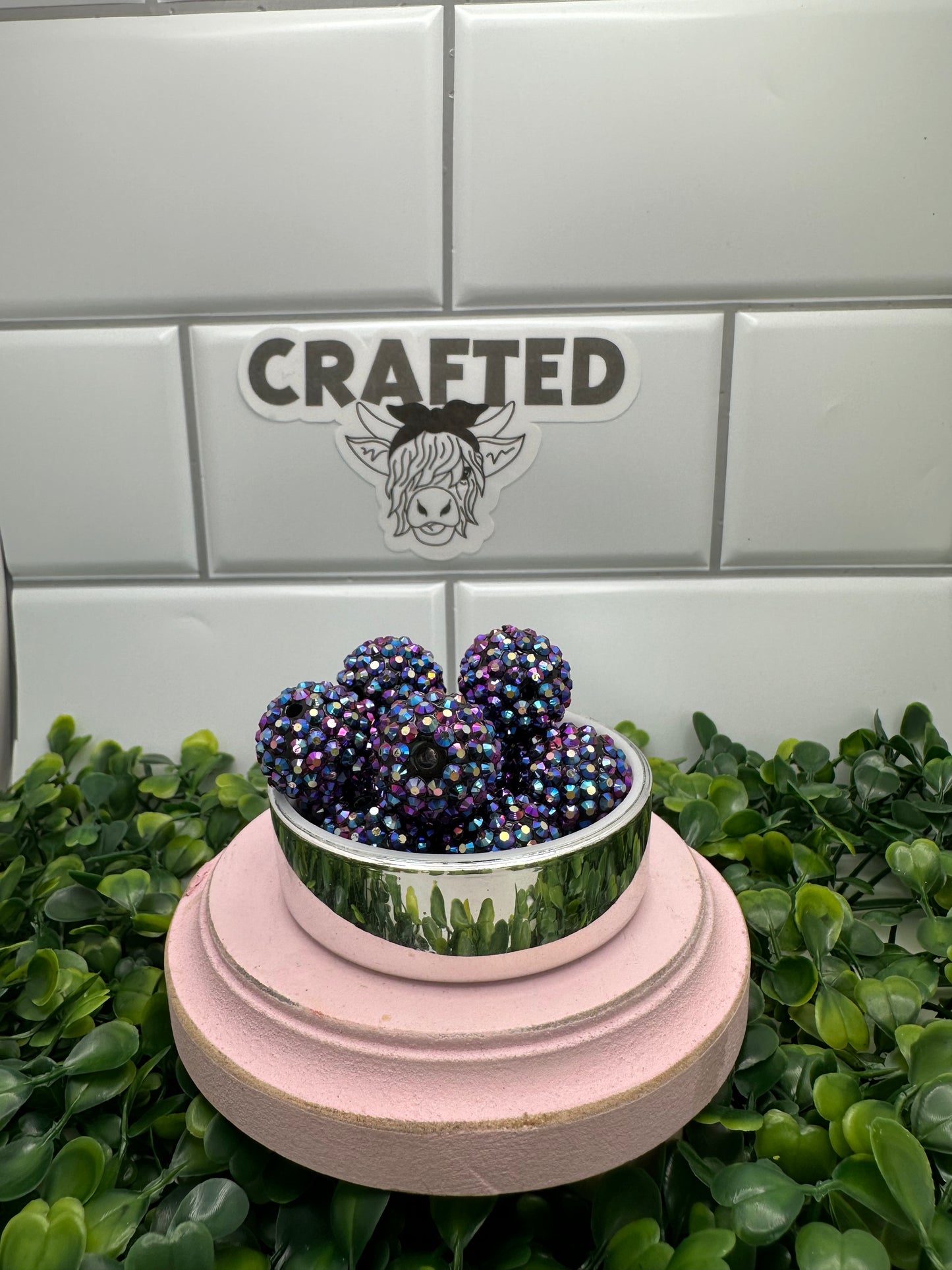 Deep purple 20 mm bubble gum beads