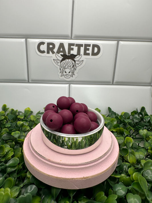 Merlot 15 mm round silicone bead