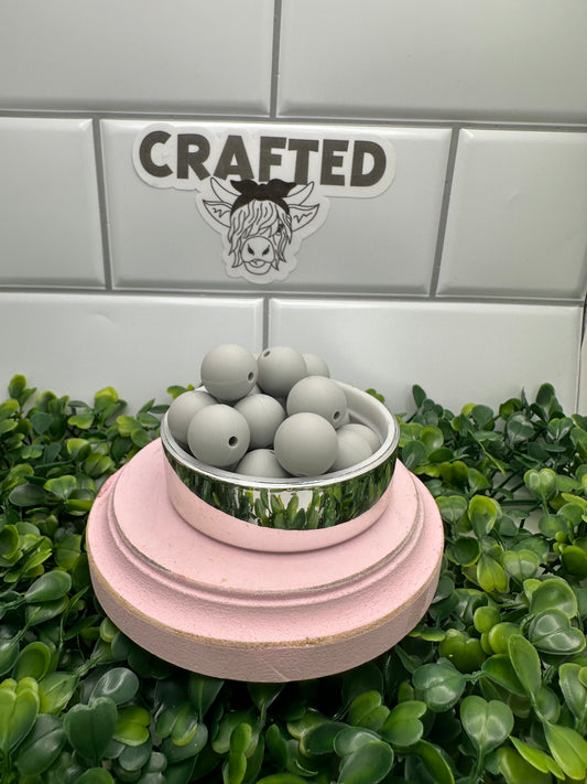 Gray 15 mm silicone round bead