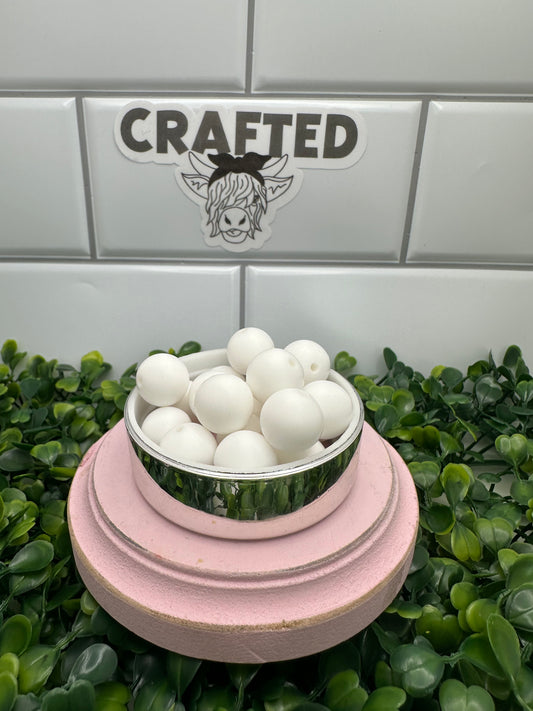 White 15 mm silicone round bead