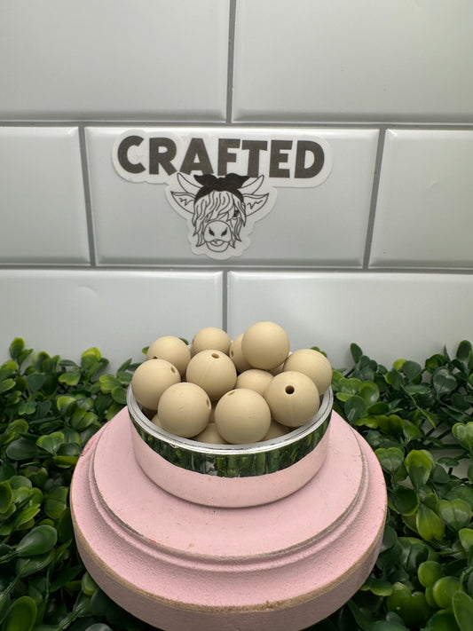 Beige 15 mm silicone round bead