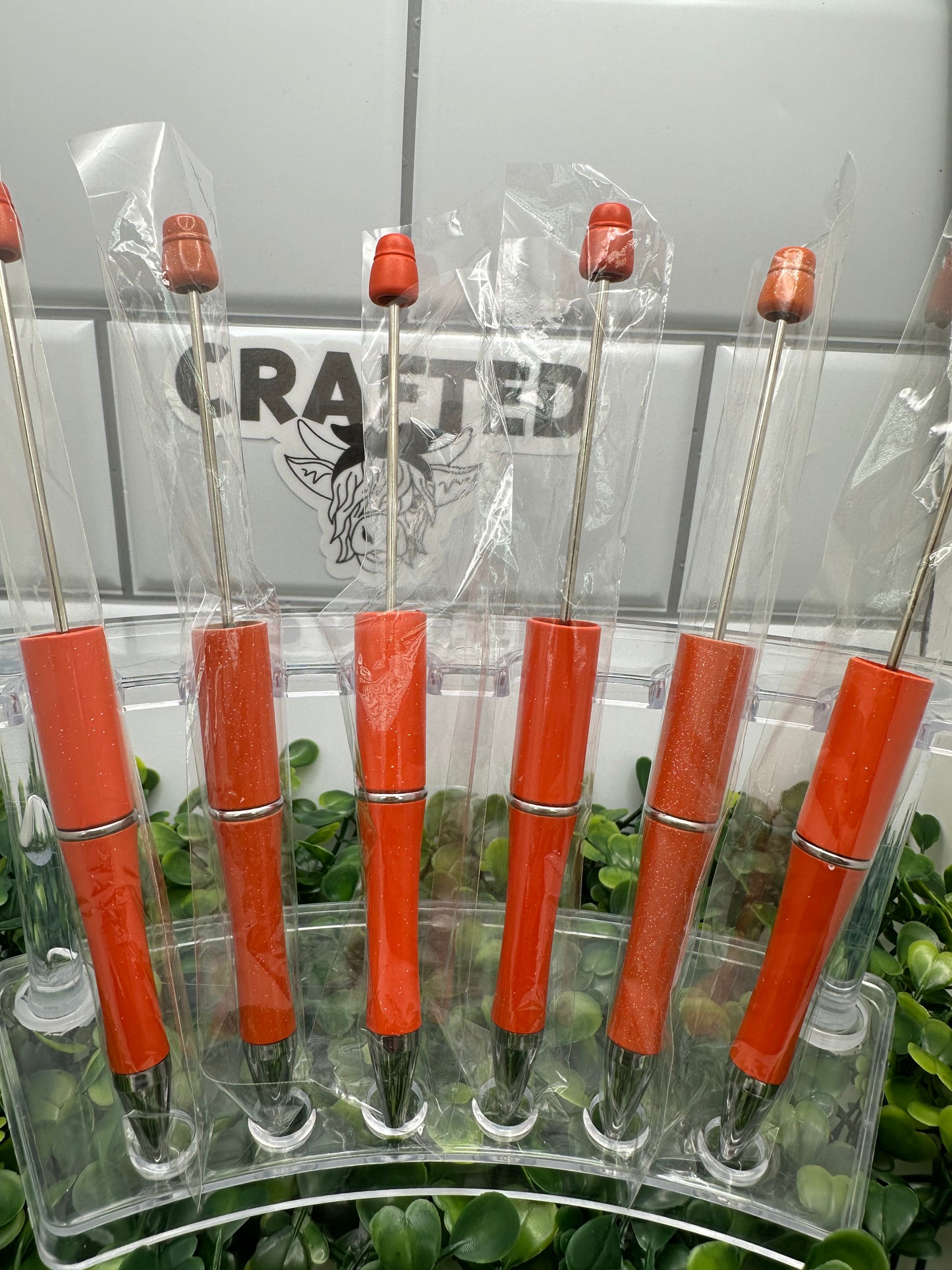 Orange plastic beadable pen blank