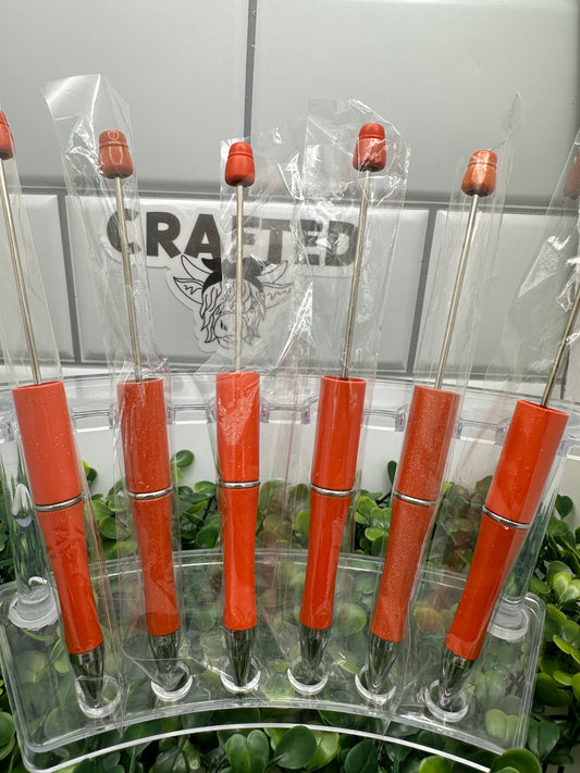 Orange plastic beadable pen blank