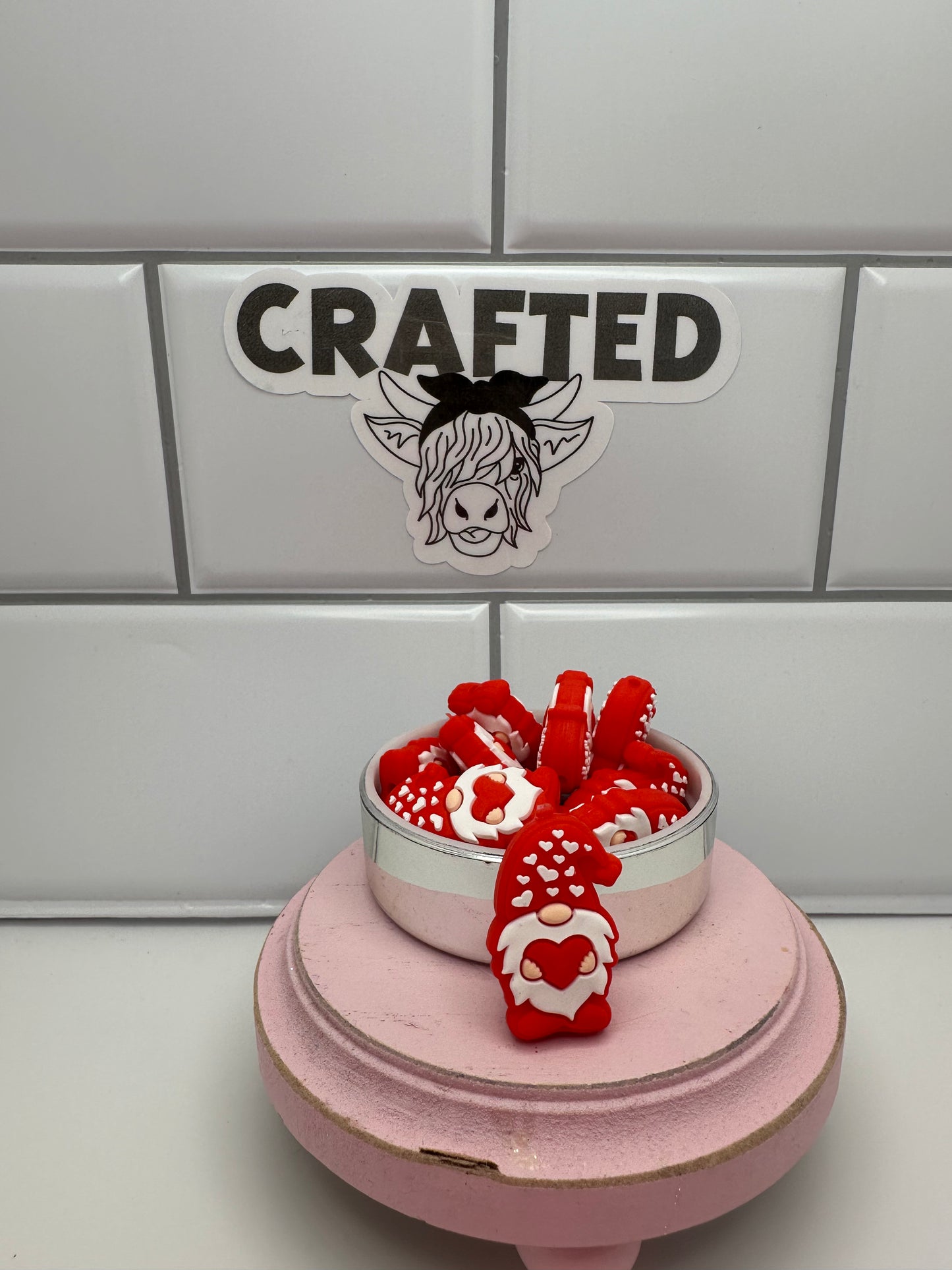 Valentine gnome focal bead