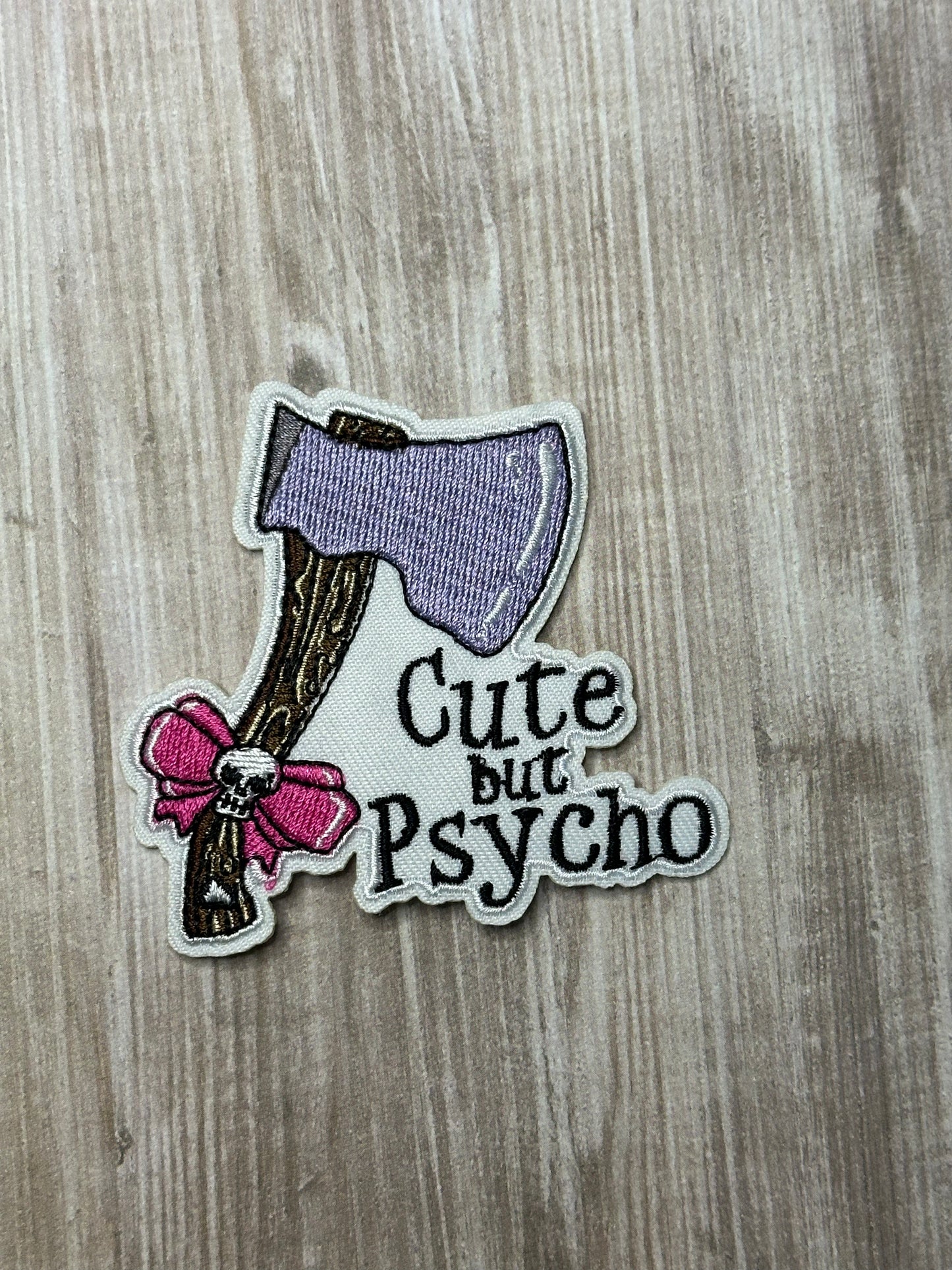 Cute but psycho iron on trucker hat patch