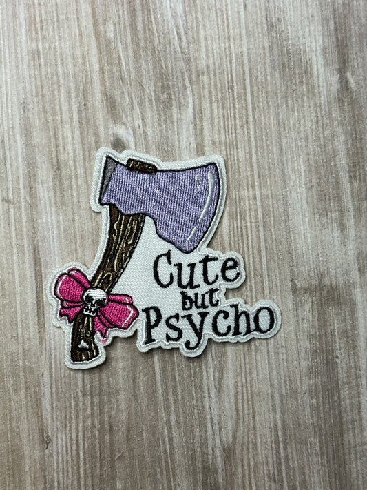 Cute but psycho iron on trucker hat patch