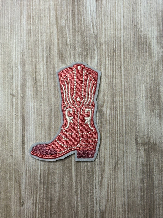 Pink cowgirl boot iron on trucker hat patch