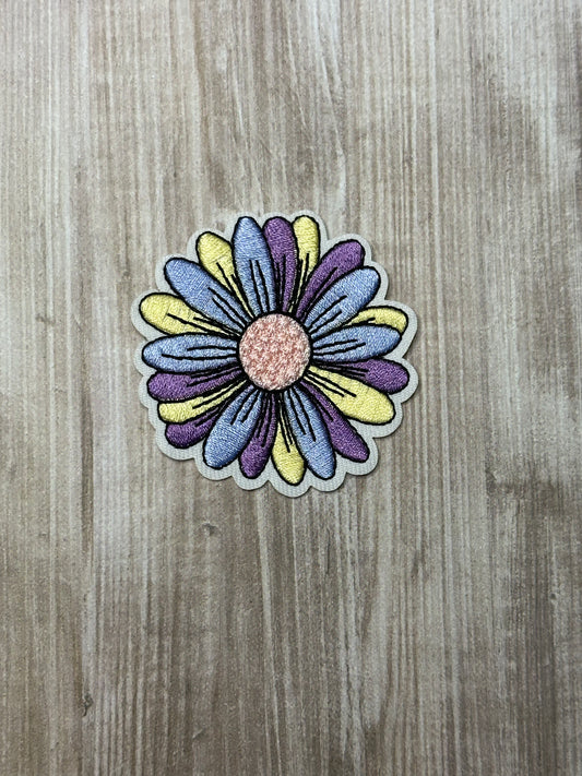 Multi color daisy iron on trucker hat patch