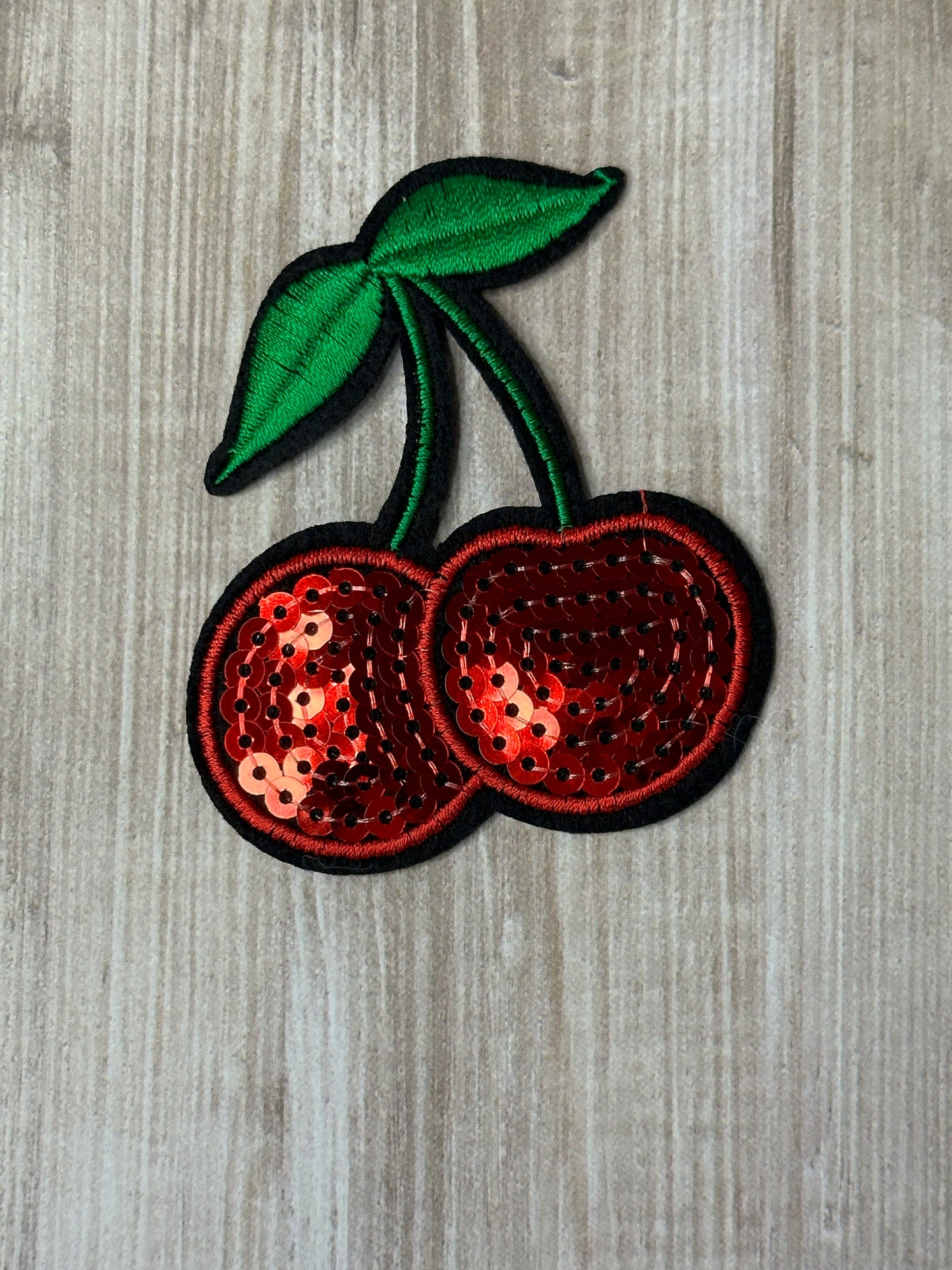 Cherry shiny iron on trucker hat patch