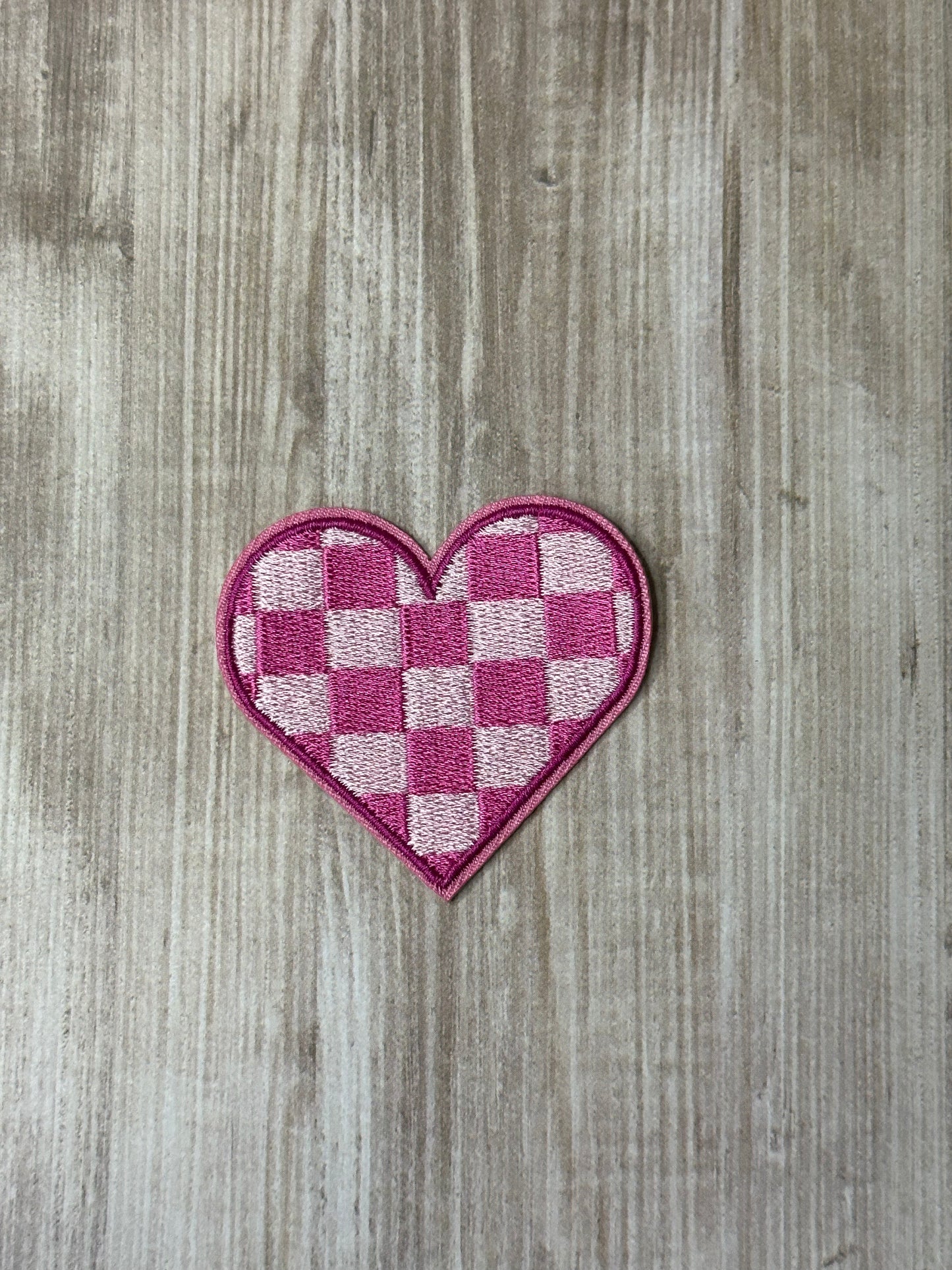 Checked iron on trucker hat patch.