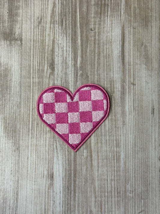 Checked iron on trucker hat patch.