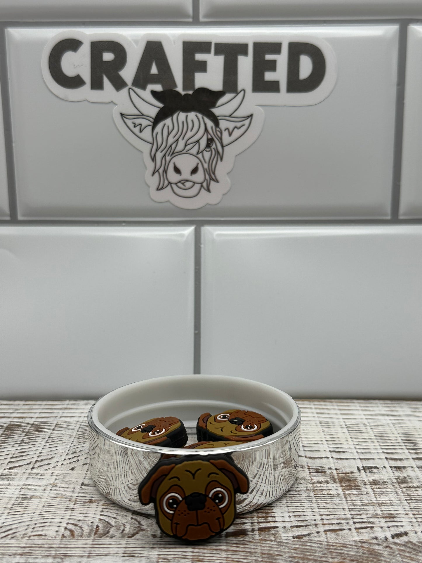 Brown pug focal bead