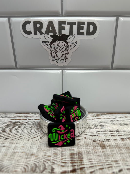 Good witch bad witch inspired square focal bead